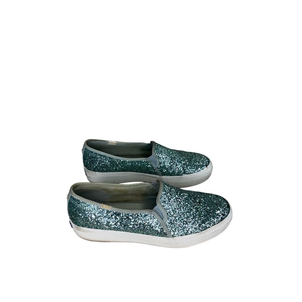 Keds x Kate Spade Glitter Slip On Sneakers Shoes Size 8.5 Mint Green Sparkle